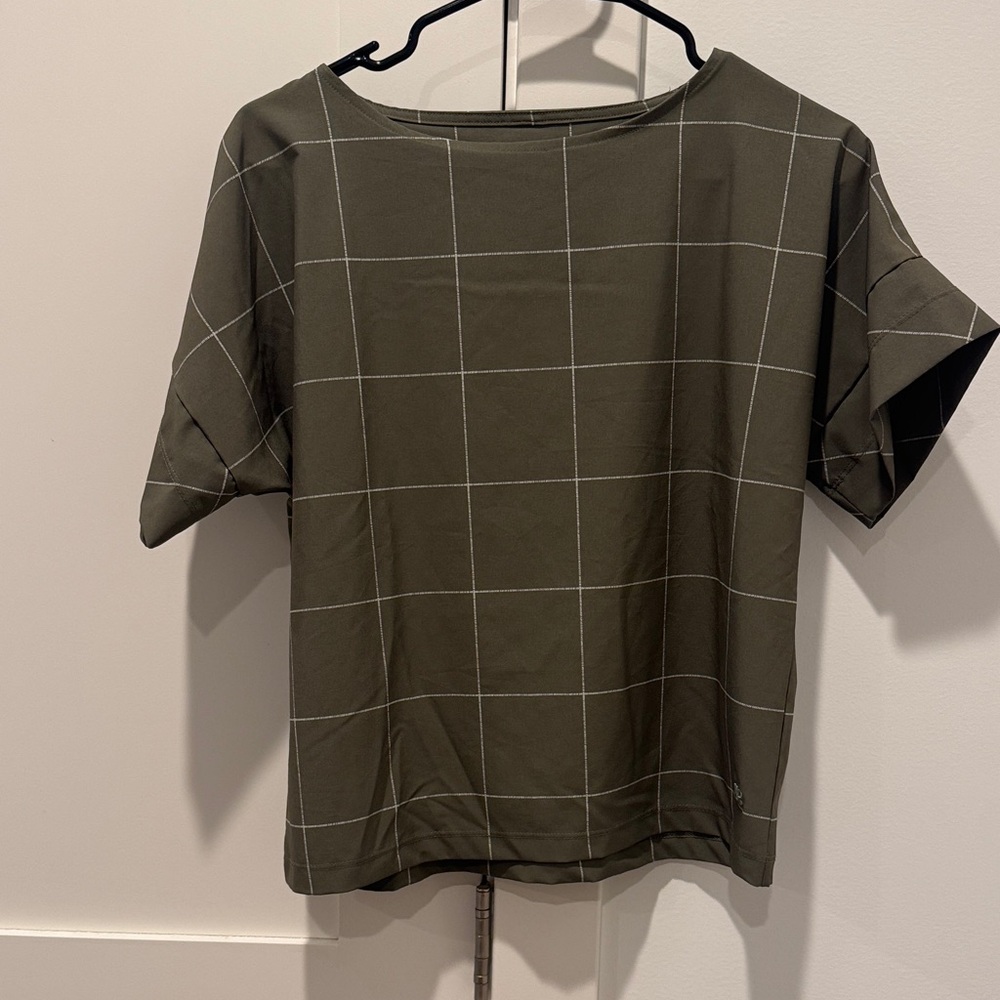 Olive Green Checkered Top